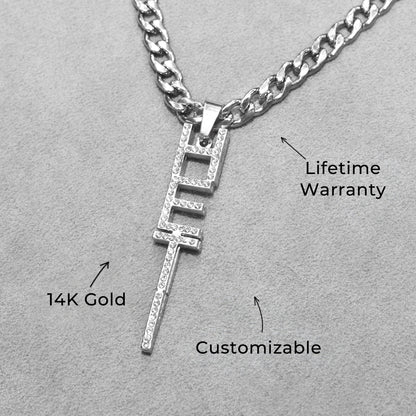 Women Jewelry - White Gold Iced Out VVS Name Necklace | Style # N21