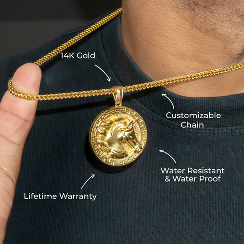 Mens Jewelry - 14K Gold Horse Necklace | Appx. 13 Grams