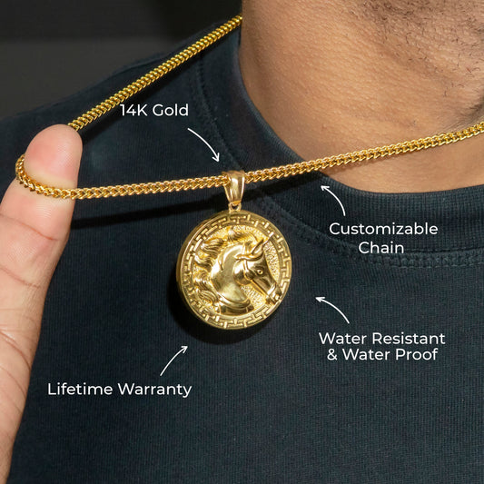 Mens Jewelry - 14K Gold Horse Necklace | Appx. 13 Grams