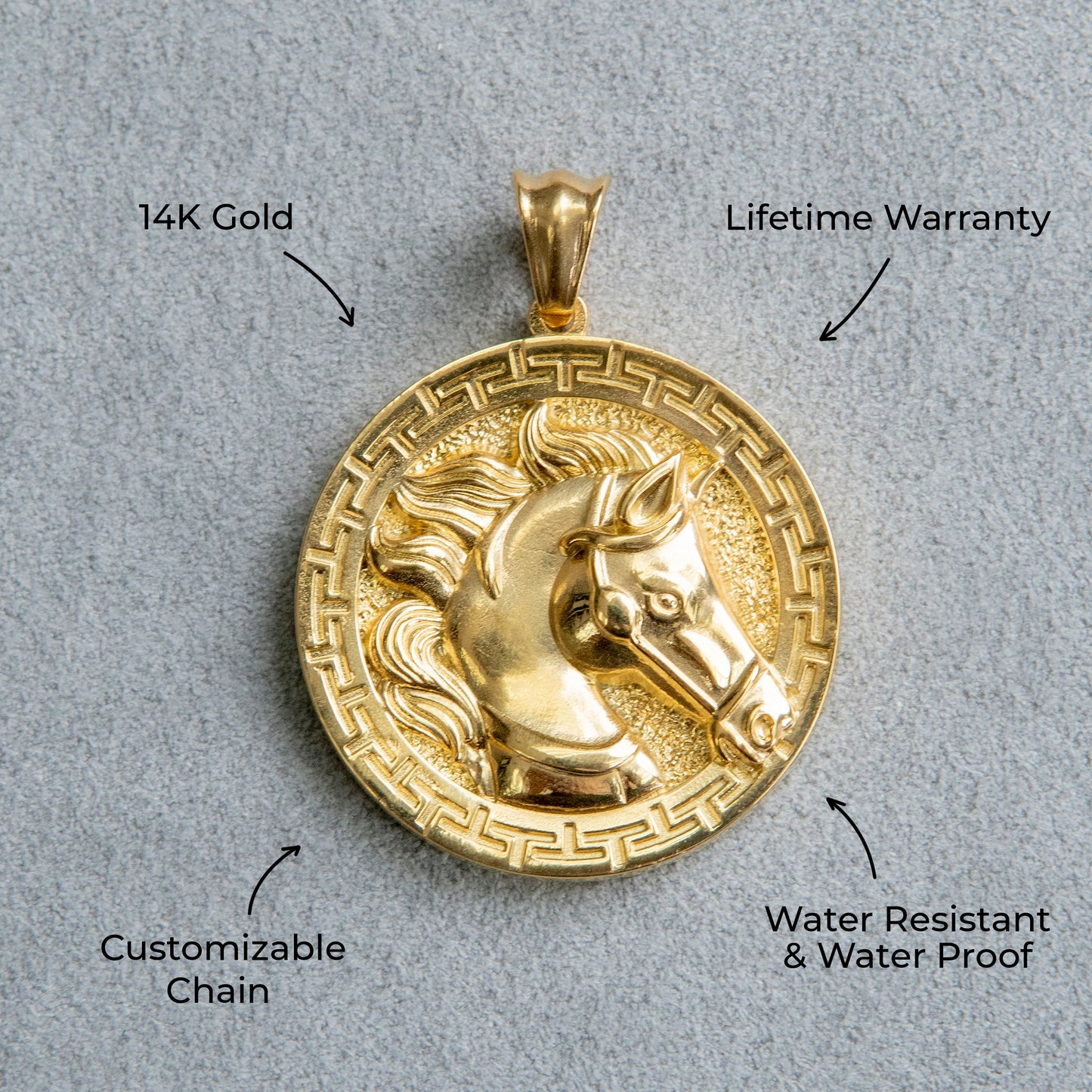 Mens Jewelry - 14K Gold Horse Necklace | Appx. 13 Grams
