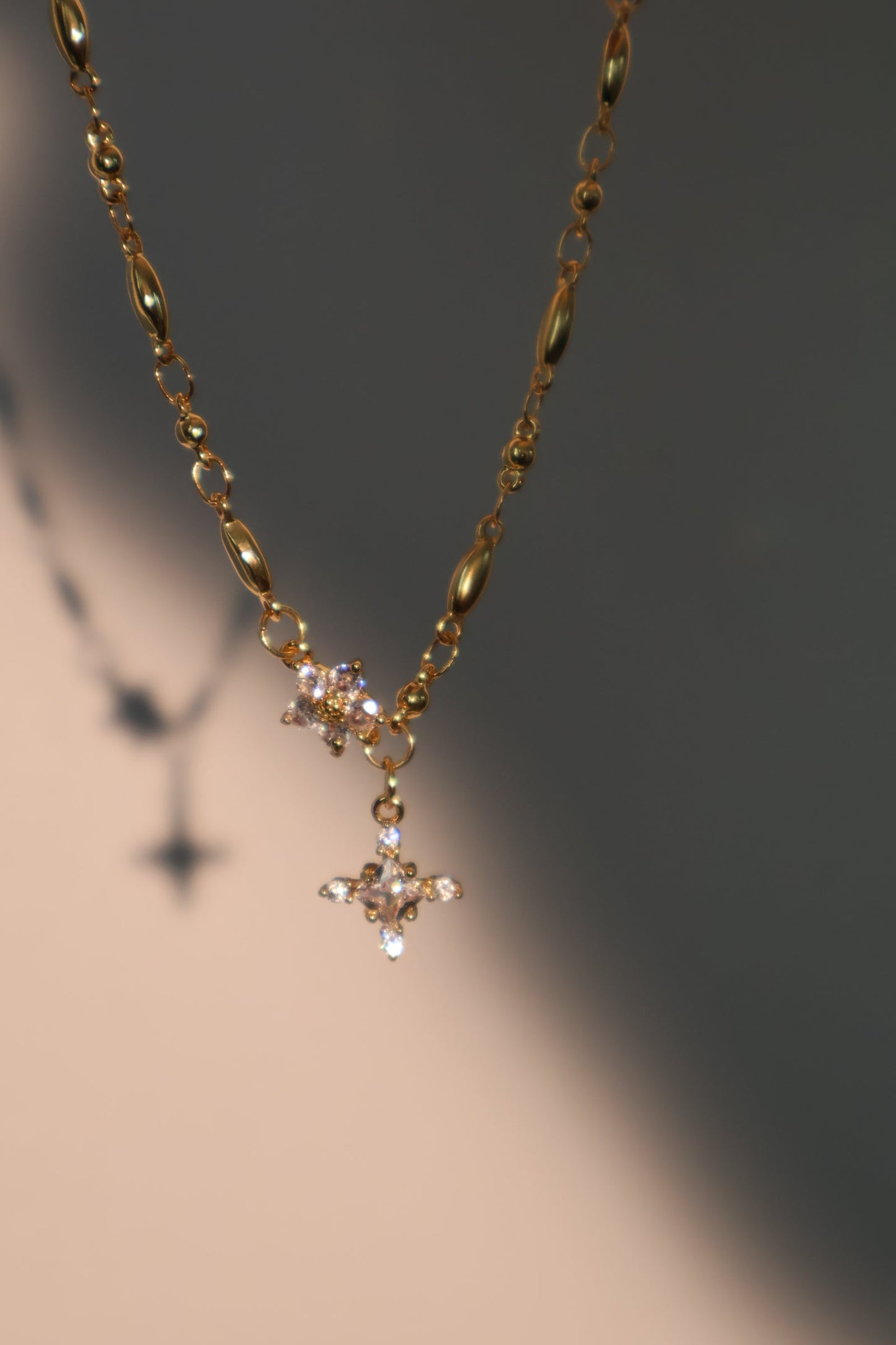 18K Real Gold Plated Diamond Starlight Cross Necklace