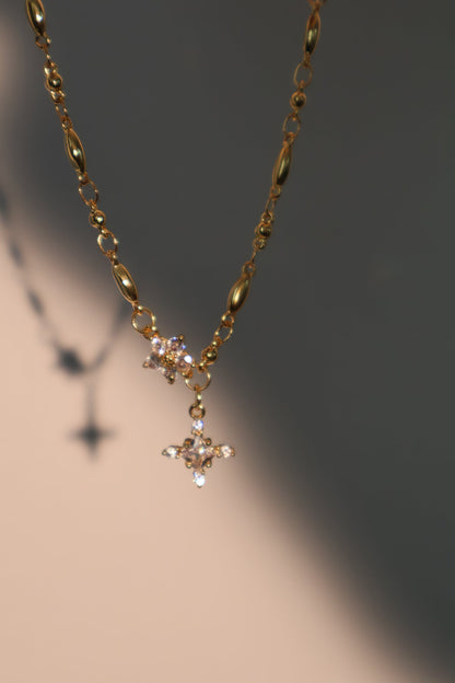 18K Real Gold Plated Diamond Starlight Cross Necklace