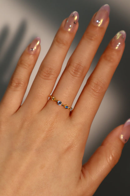 18K Real Gold Plated Gradient Sapphire Ring