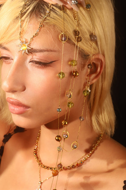 18K Real Gold Plated Orange Opal Sun Necklace