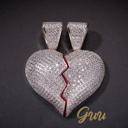18K Gold-Plated CZ Heartbreak Pendant (with Chain)