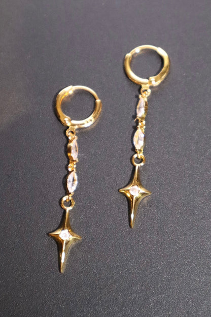 18K Real Gold Plated Star Dangle Earrings