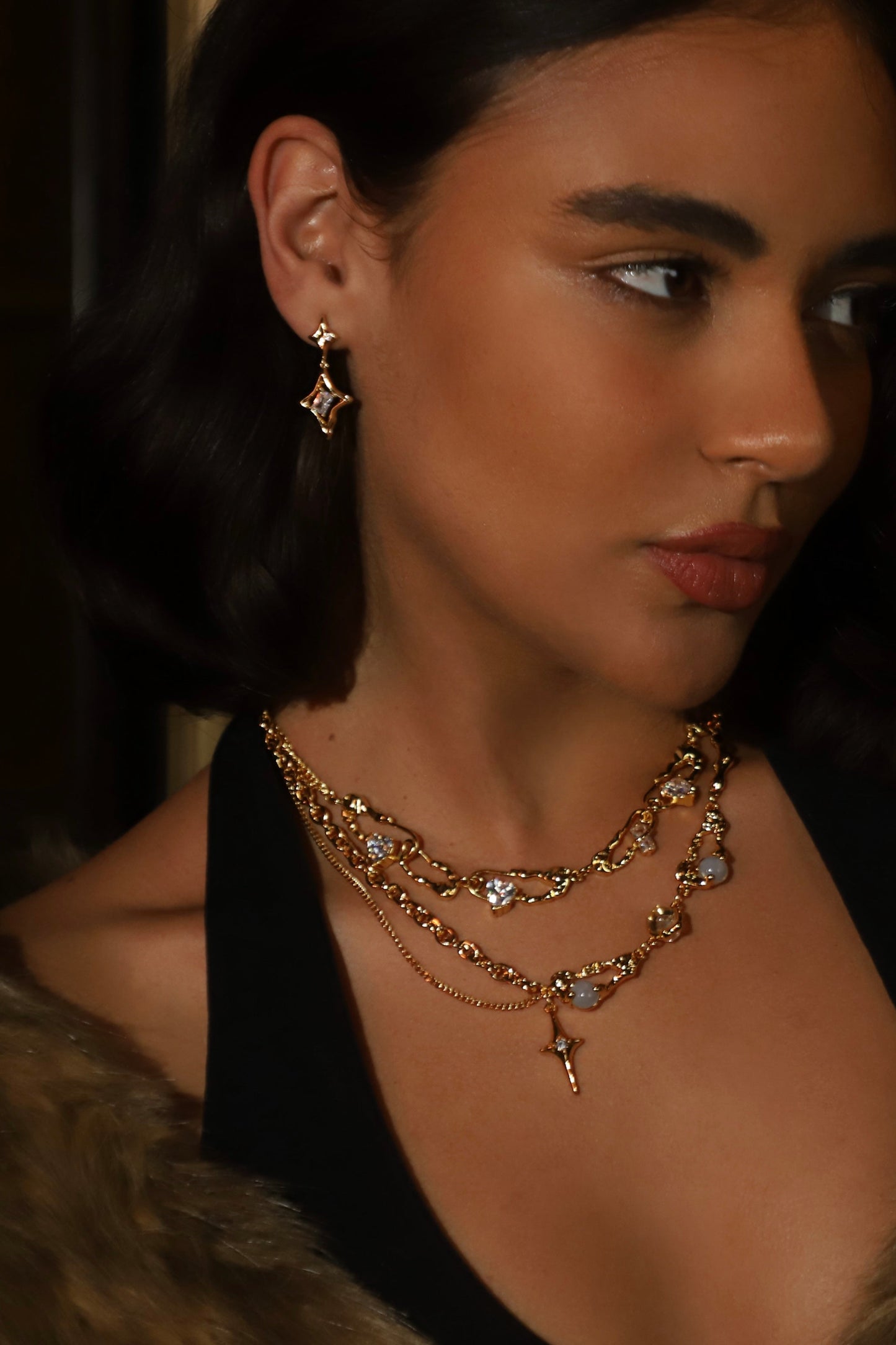 18K Real Gold Plated Moonlight Star Necklace