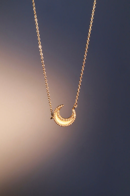 18K Real Gold Plated Diamond Shell Moon Necklace
