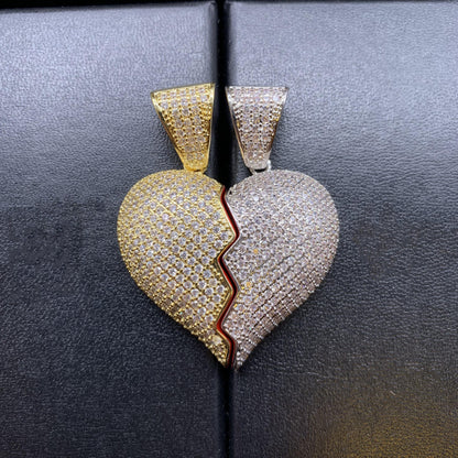 18K Gold-Plated CZ Heartbreak Pendant (with Chain)