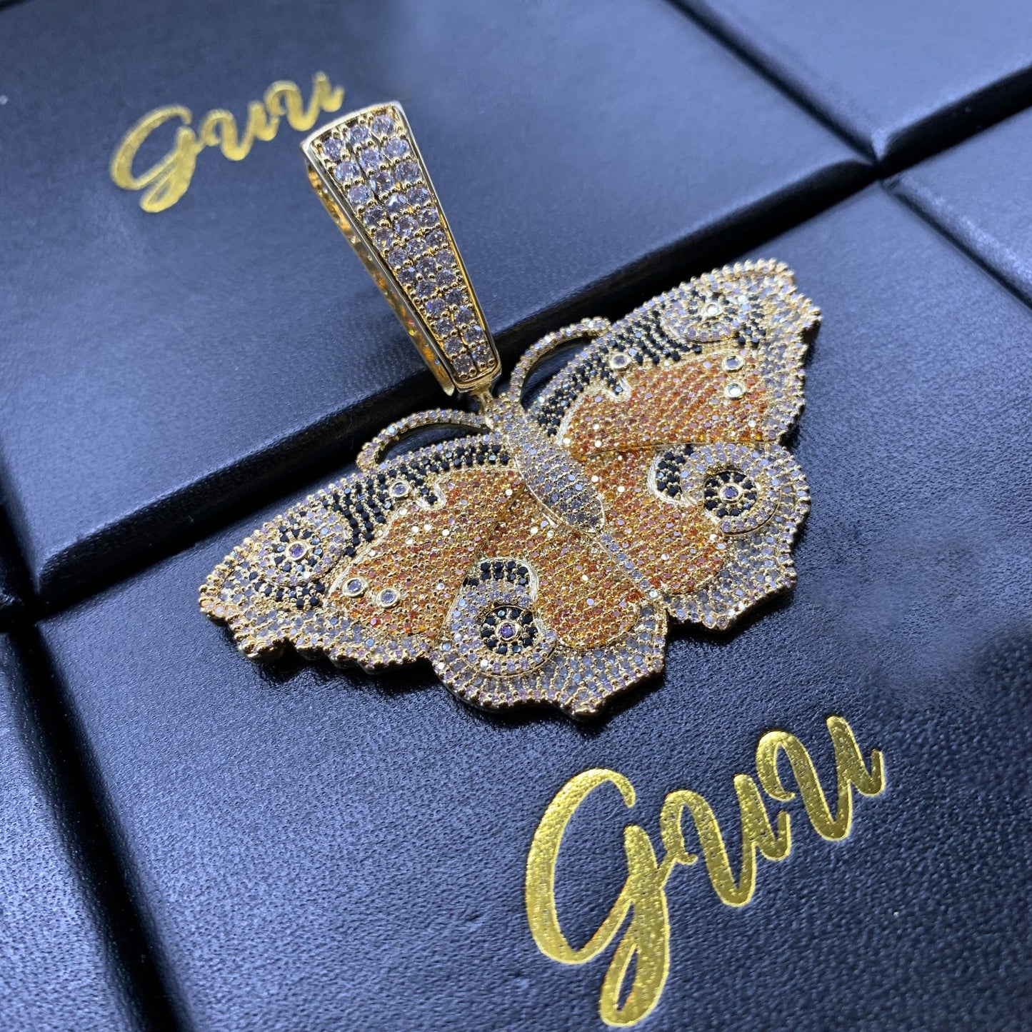 18K Gold-Plated Micro Inlay  AAA CZ Butterfly Pendant