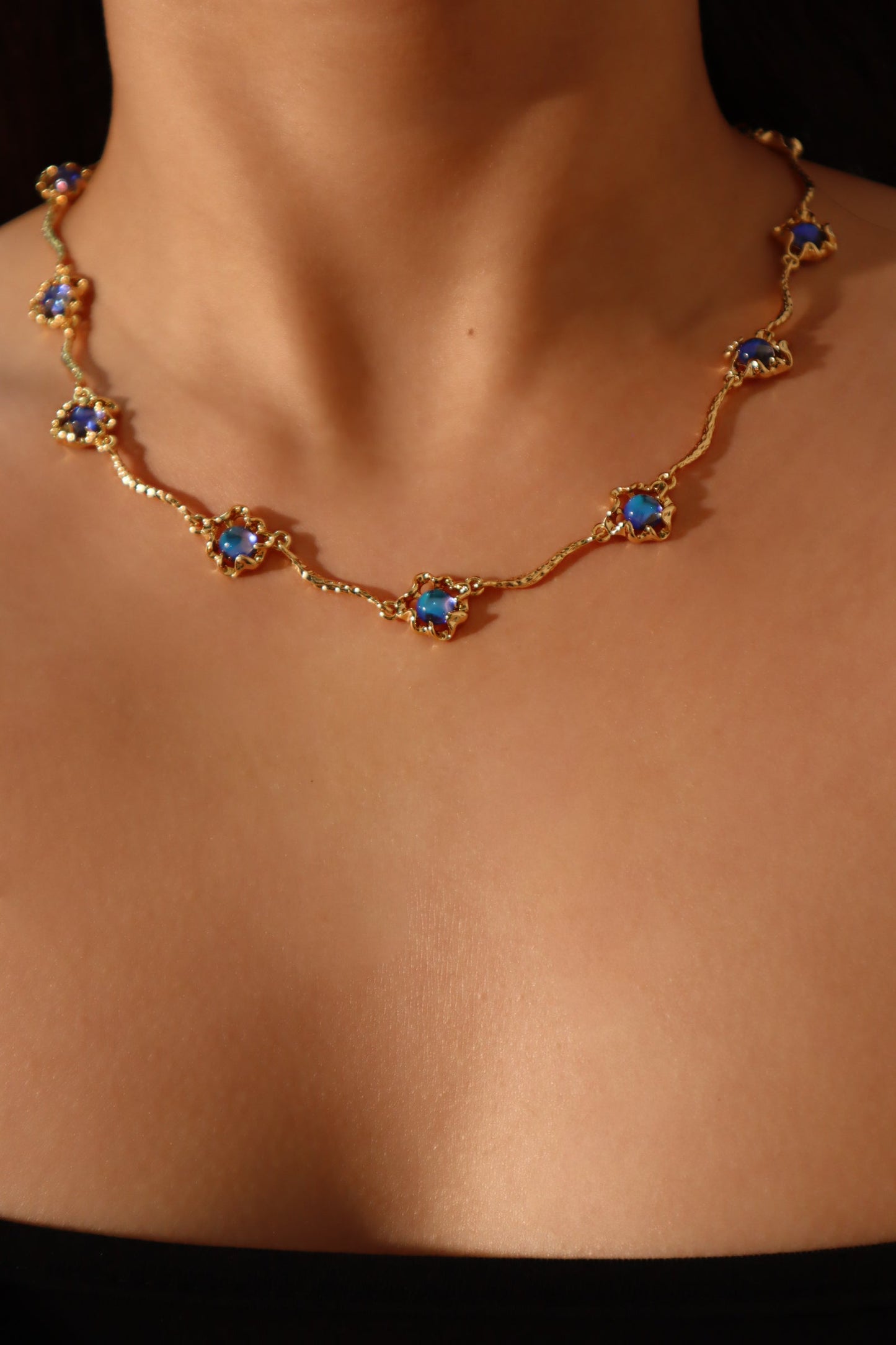 Deep Blue Moonstone Necklace Duo Pack