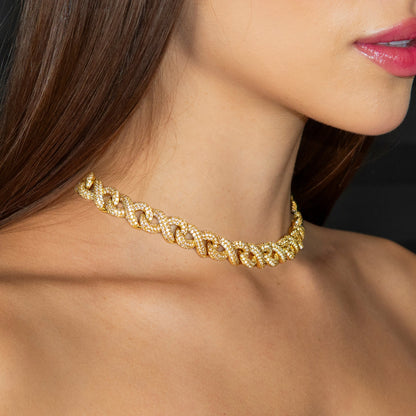Gold Jewelry - Womens 14K Gold Iced Out VVS Infinity Link Chain