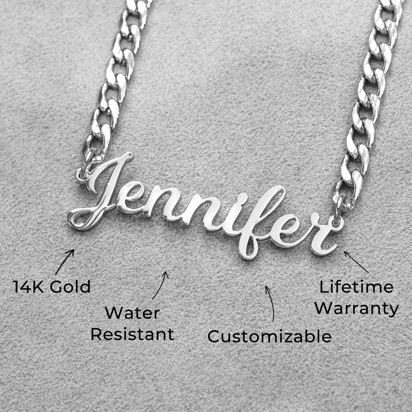 Women Jewelry - White Gold Name Necklace | Style # N05