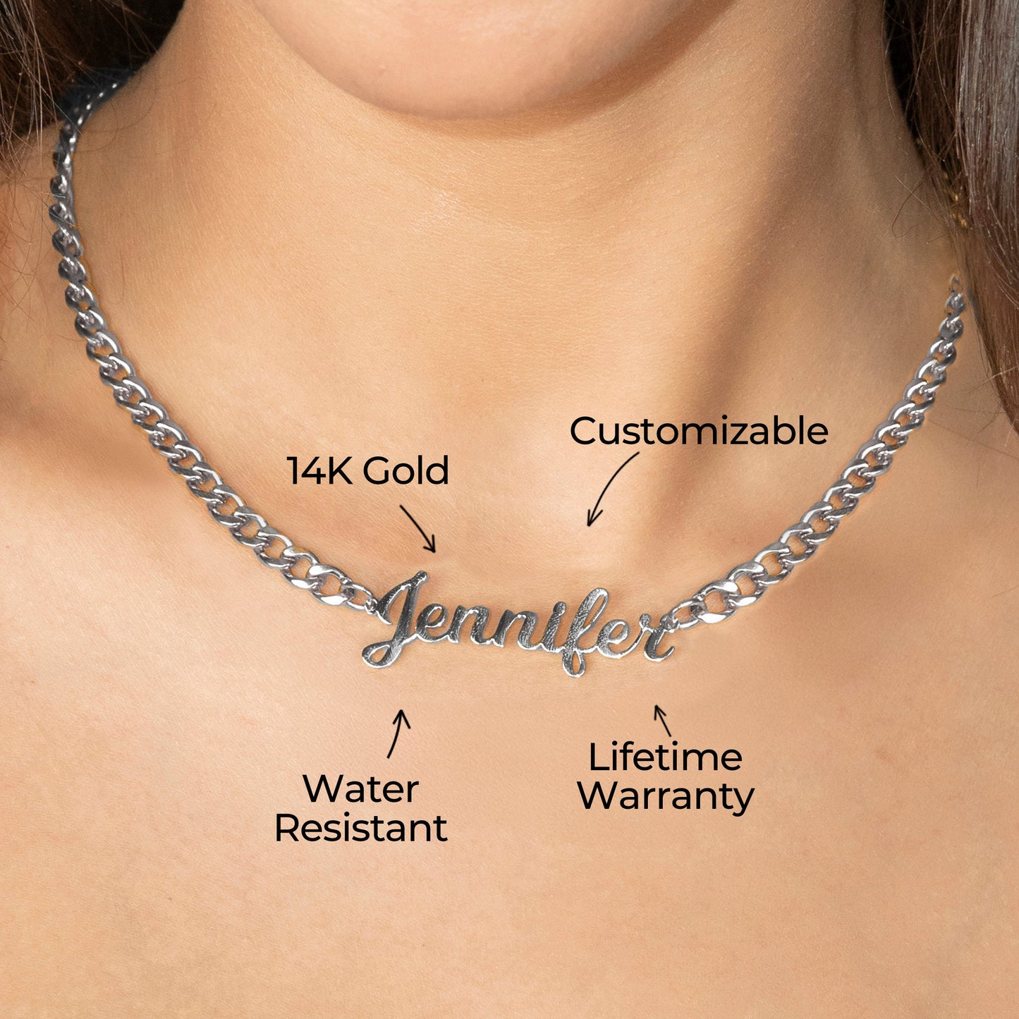 Women Jewelry - White Gold Name Necklace | Style # N05