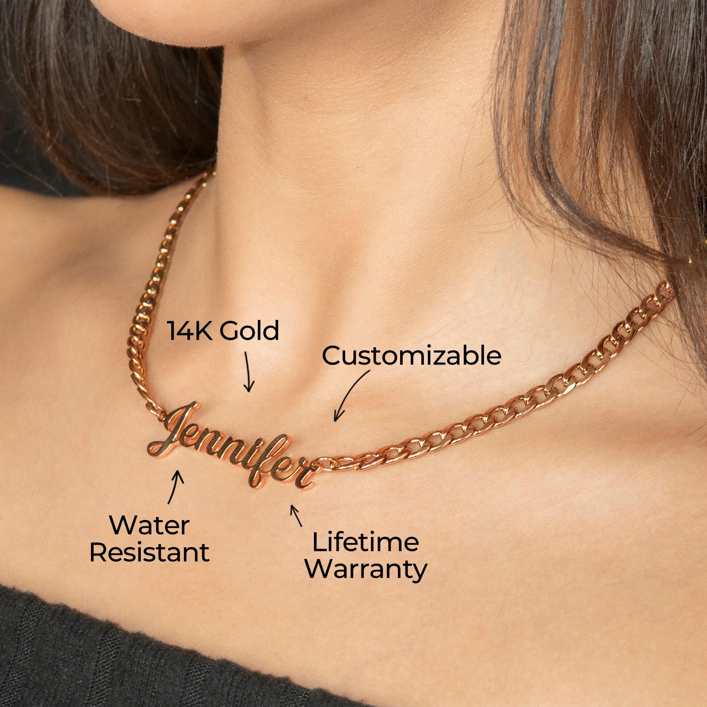 Women Jewelry - Rose Gold Name Necklace | Style # N05