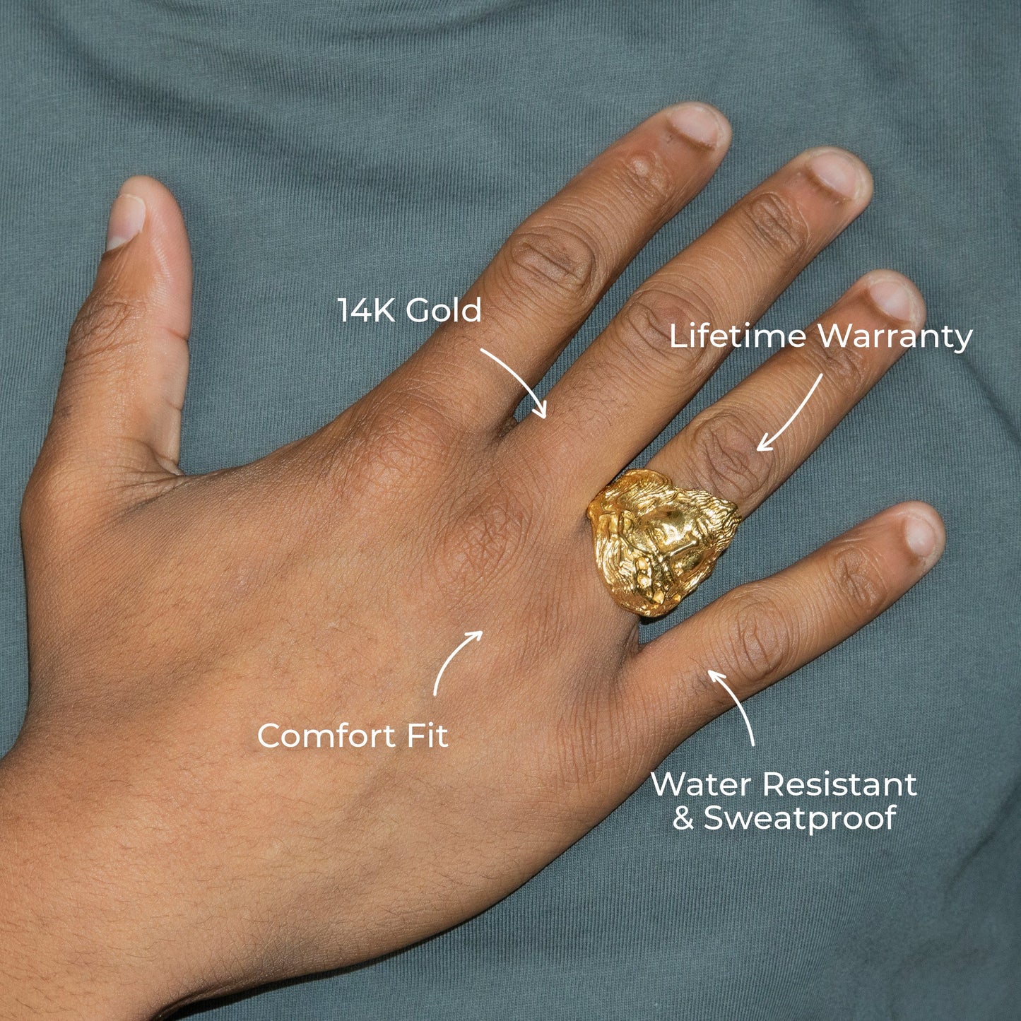Mens Jewelry - Jesus Head Gold Pinky Ring | 19 Grams