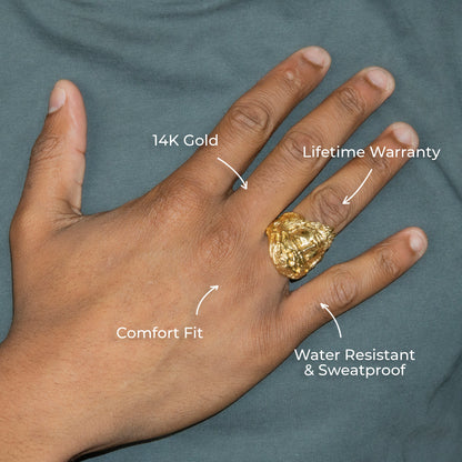 Mens Jewelry - Jesus Head Gold Pinky Ring | 19 Grams