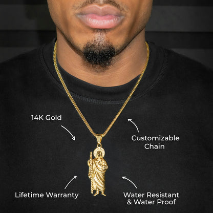 Mens Jewelry - 14K Gold Jesus Necklace | Appx. 22 Grams