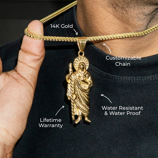 Mens Jewelry - 14K Gold Jesus Necklace | Appx. 22 Grams