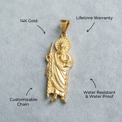 Mens Jewelry - 14K Gold Jesus Necklace | Appx. 22 Grams