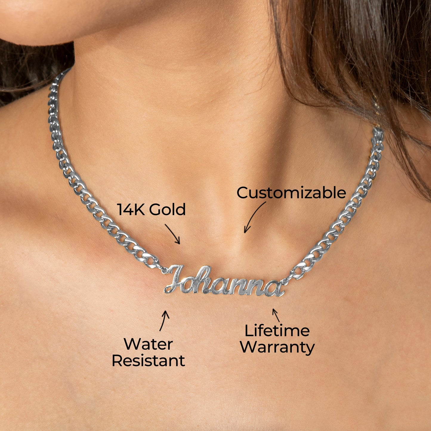 Women Jewelry - White Gold Name Necklace | Style # N01