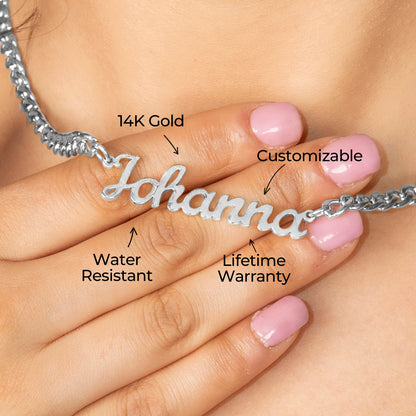Women Jewelry - White Gold Name Necklace | Style # N01