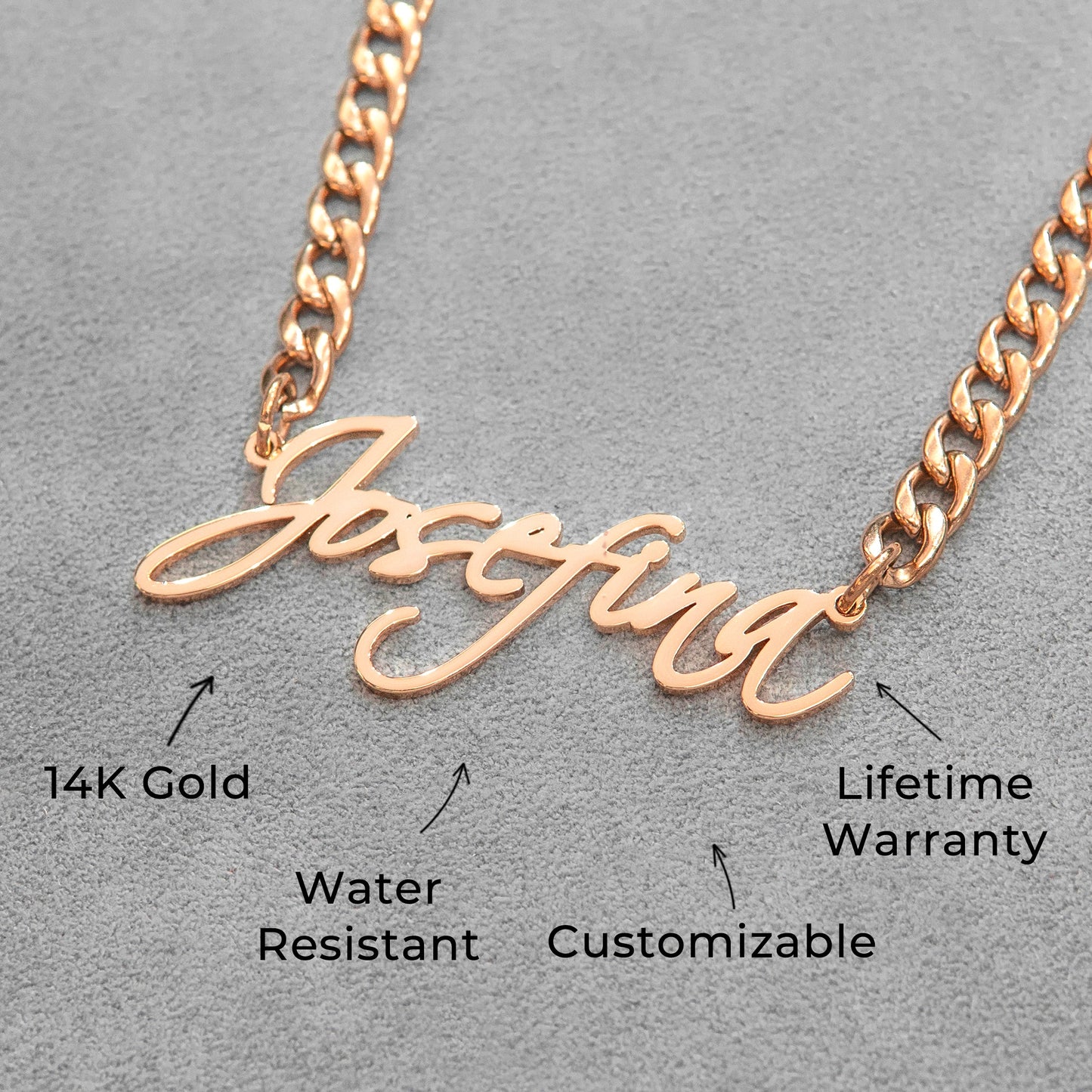 Women Jewelry - Rose Gold Name Necklace | Style # N25