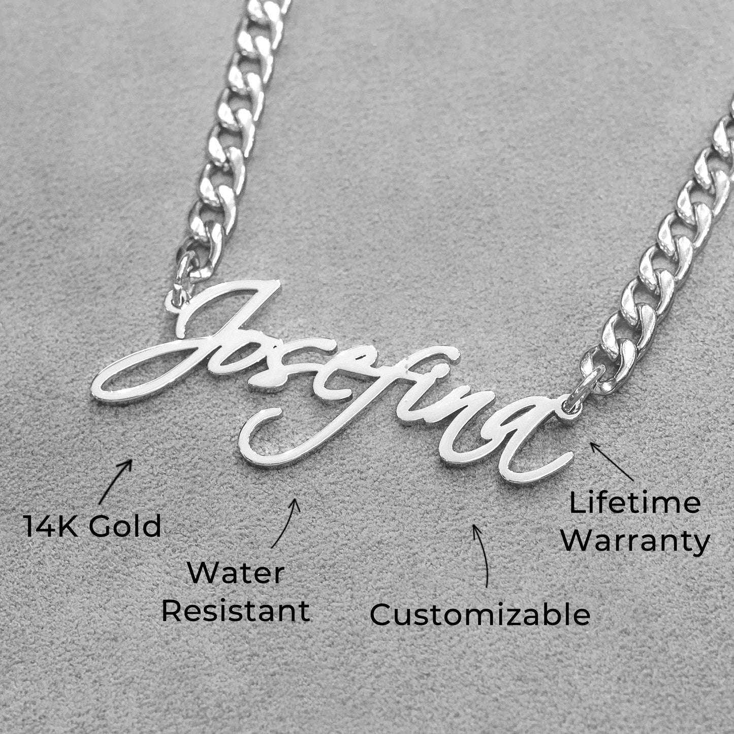 Women Jewelry - White Gold Name Necklace | Style # N25