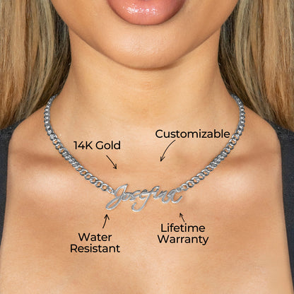 Women Jewelry - White Gold Name Necklace | Style # N25
