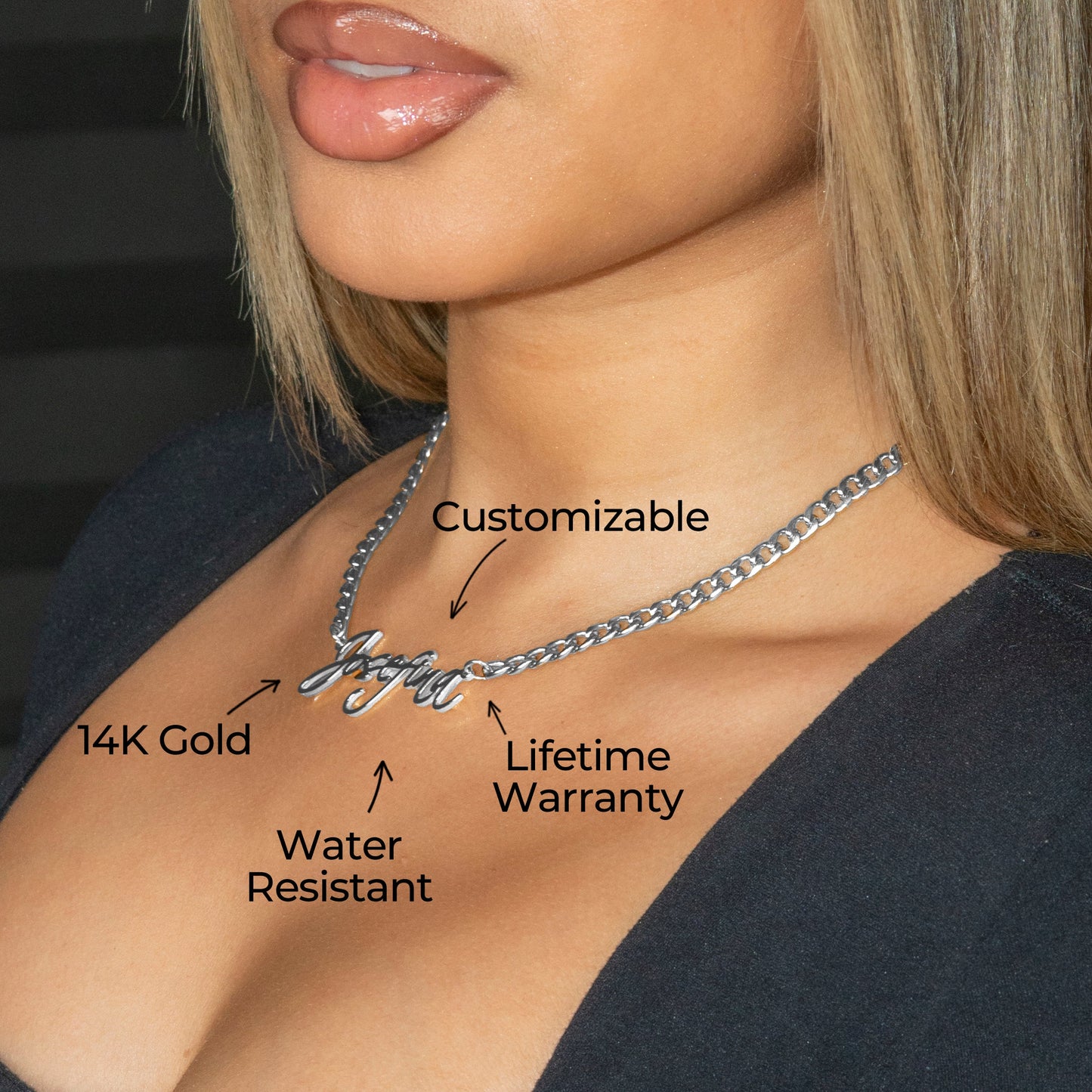 Women Jewelry - White Gold Name Necklace | Style # N25