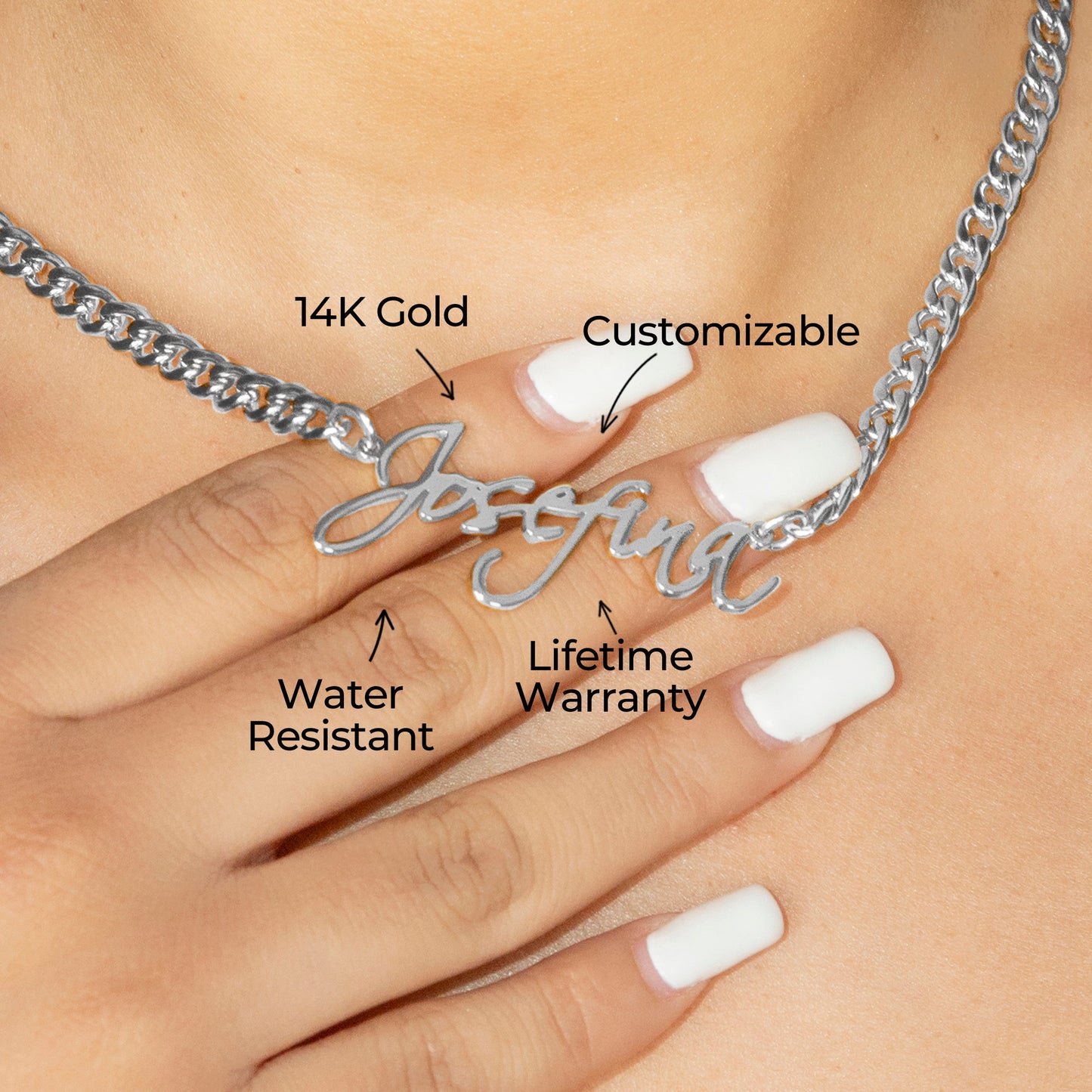 Women Jewelry - White Gold Name Necklace | Style # N25