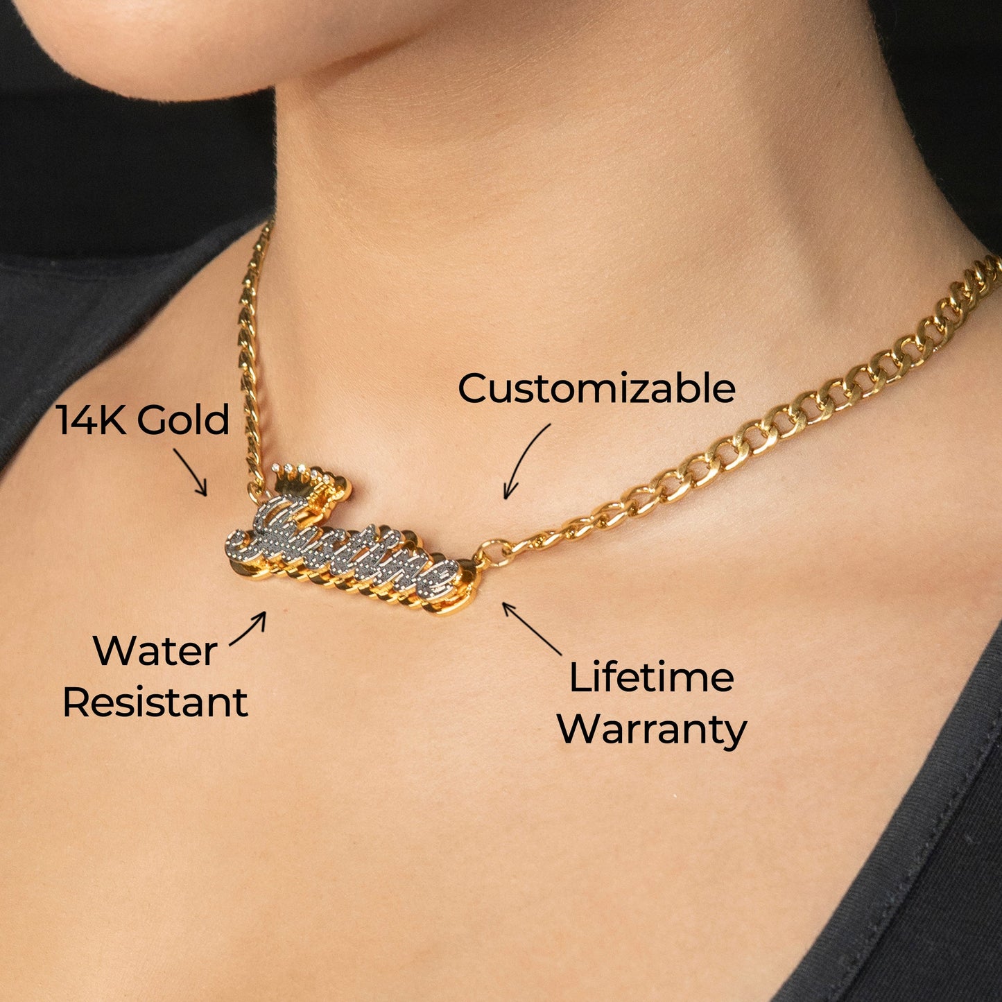 Women Jewelry - Gold Name Necklace | Style # N34