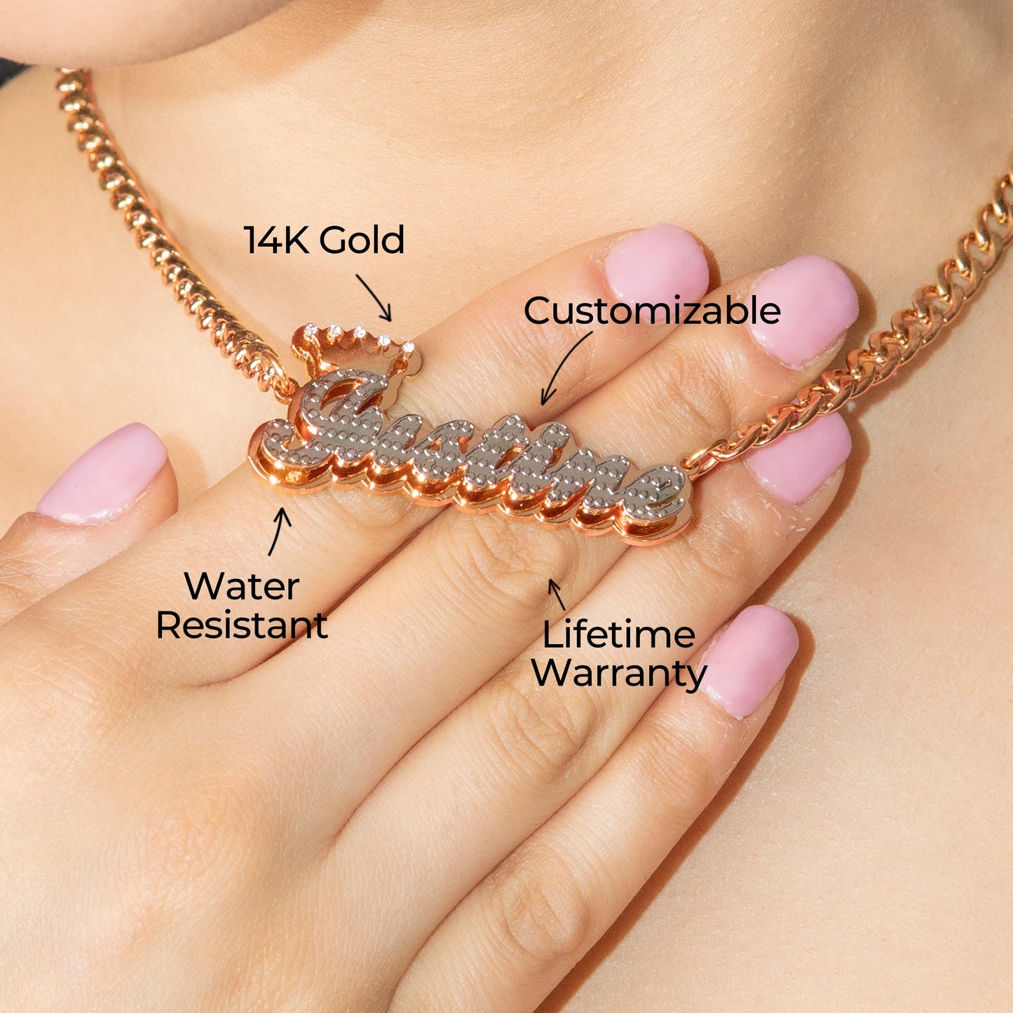 Women Jewelry - Rose Gold Name Necklace | Style # N34