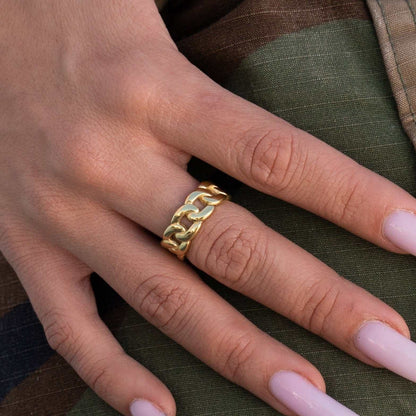 Cuban Band Ring in Yellow Gold