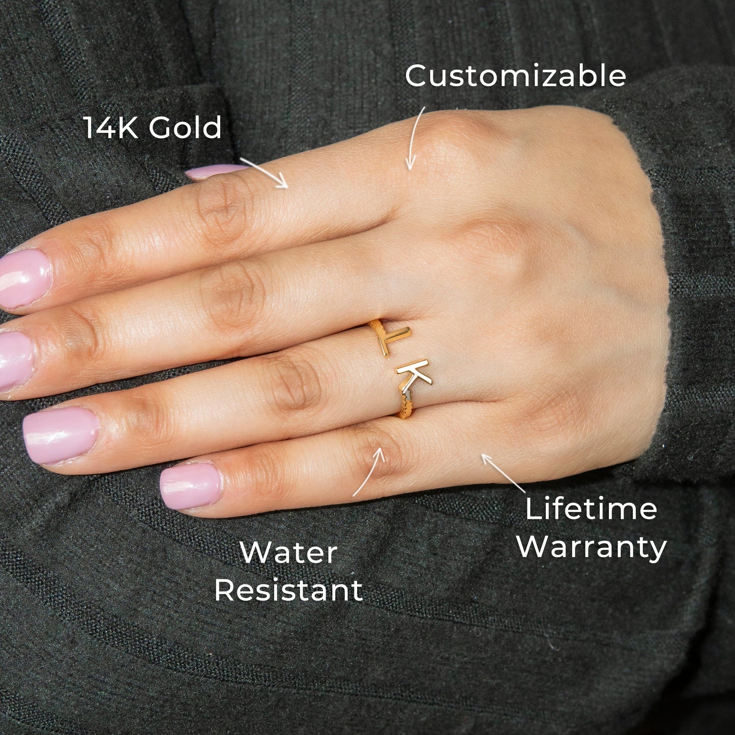 Women Jewelry - Gold Initial Ring | Style # R27