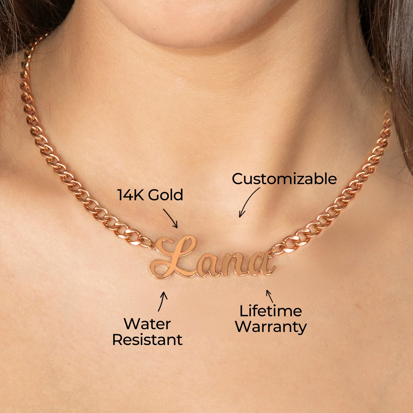 Women Jewelry - Rose Gold Name Necklace | Style # N04