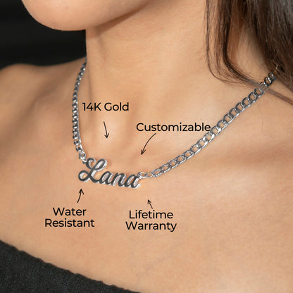 Women Jewelry - White Gold Name Necklace | Style # N04