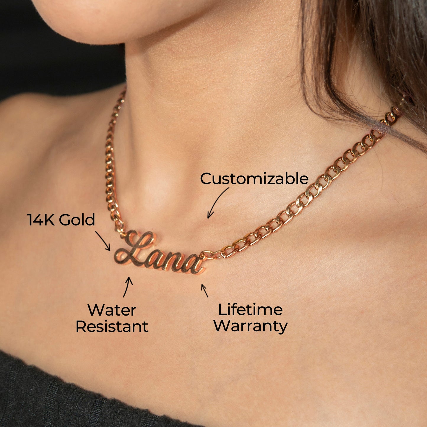 Women Jewelry - Rose Gold Name Necklace | Style # N04