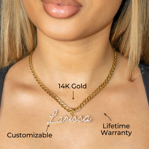 Women Jewelry - Iced Out VVS Name Necklace | Style # N26