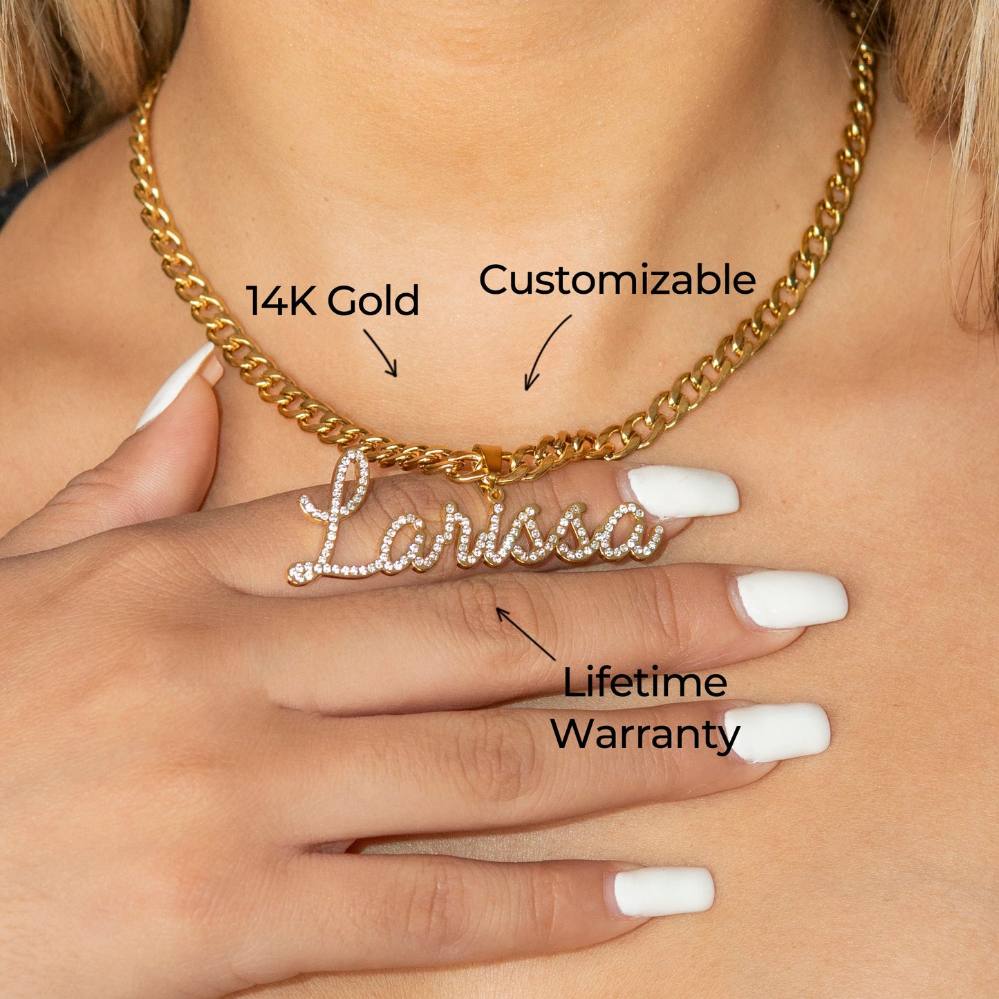 Women Jewelry - Iced Out VVS Name Necklace | Style # N26