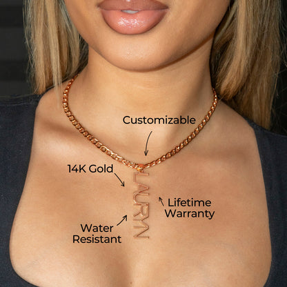 Women Jewelry - Rose Gold Name Necklace | Style # N12
