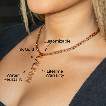 Women Jewelry - Rose Gold Name Necklace | Style # N12