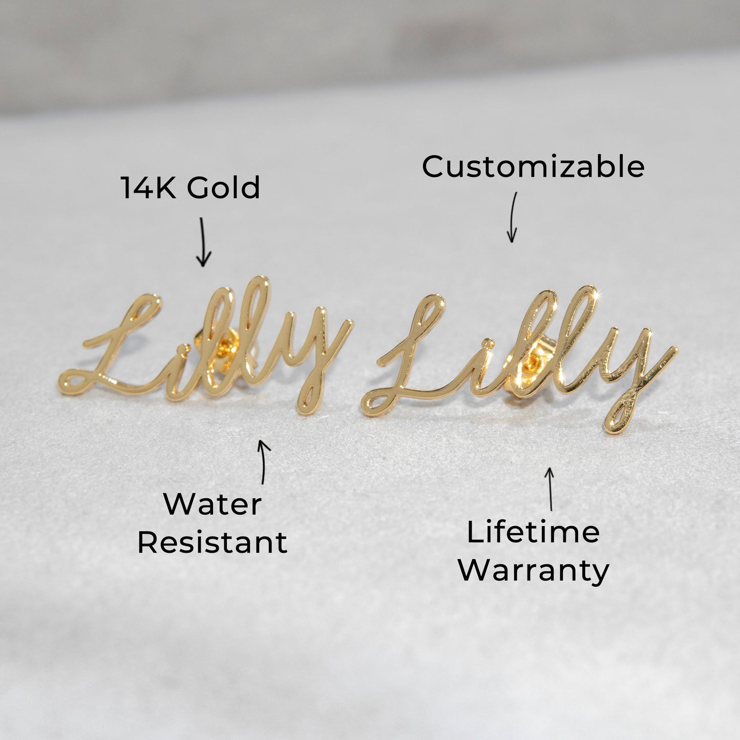 Women Jewelry - 14K Gold Name Plate Earrings | Style # E10