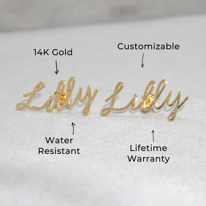 Women Jewelry - 14K Gold Name Plate Earrings | Style # E10