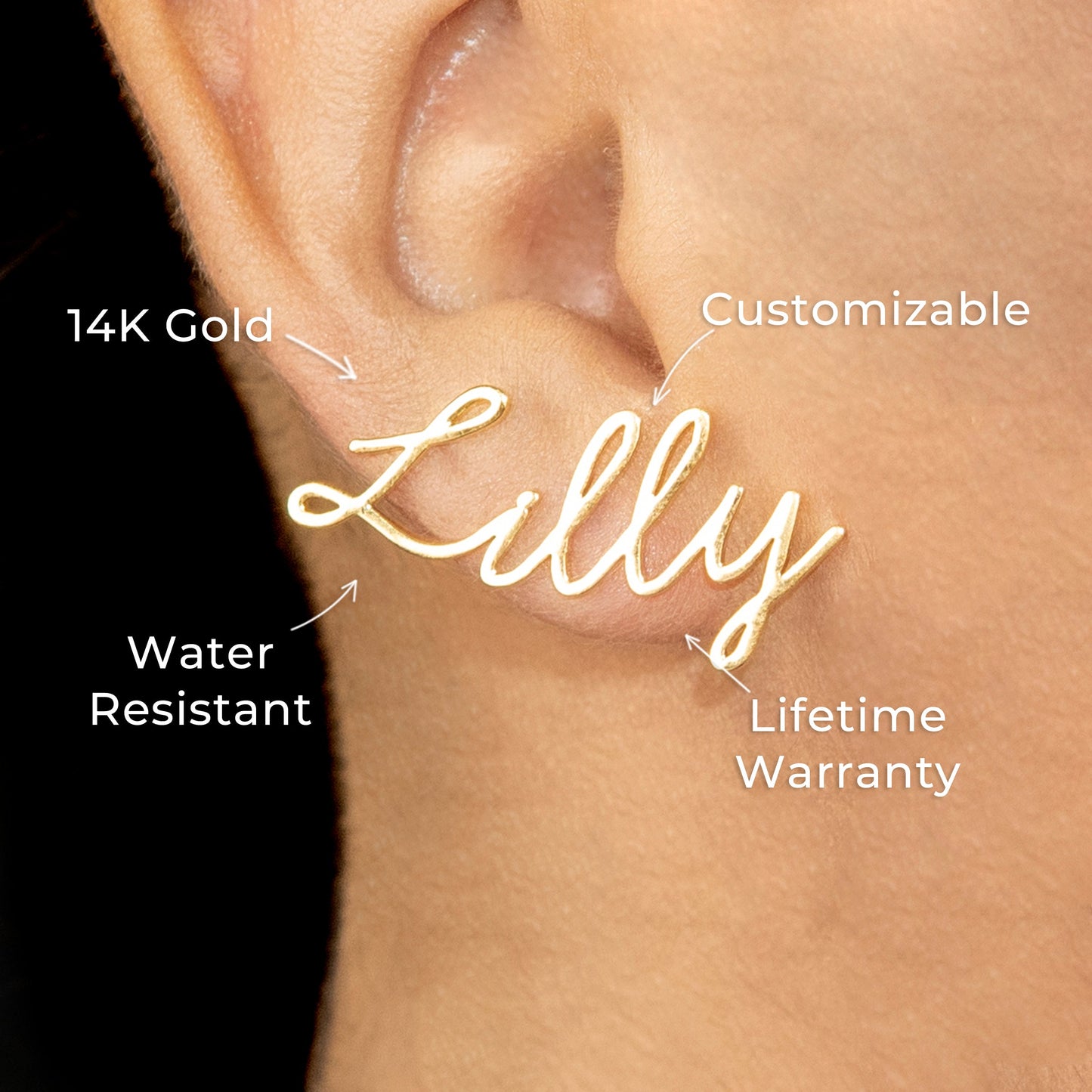 Women Jewelry - 14K Gold Name Plate Earrings | Style # E10