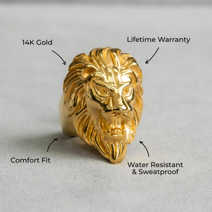 Mens Jewelry - Lion Head Gold Pinky Ring | 30 Grams
