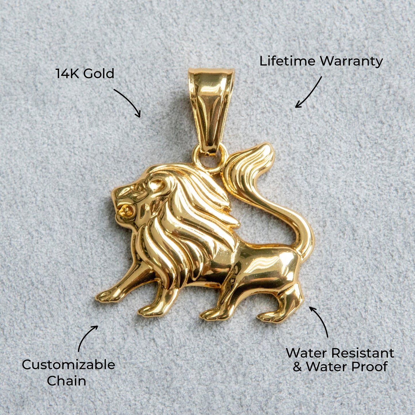 Mens Jewelry - 14K Gold Lion Necklace | Appx. 8.4 Grams