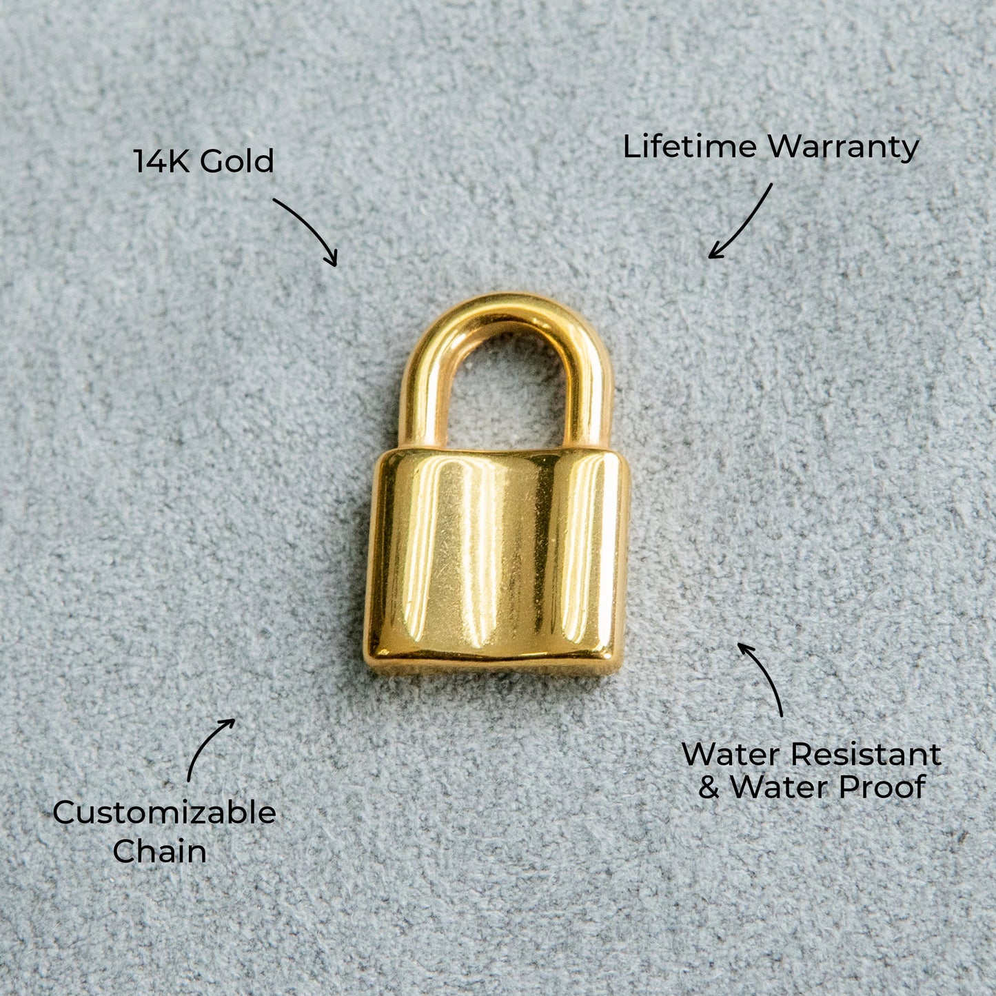 Mens Jewelry - 14K Gold Lock Necklace | Appx. 3.5 Grams