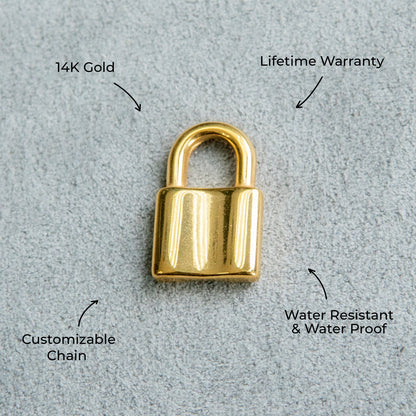 Mens Jewelry - 14K Gold Lock Necklace | Appx. 3.5 Grams
