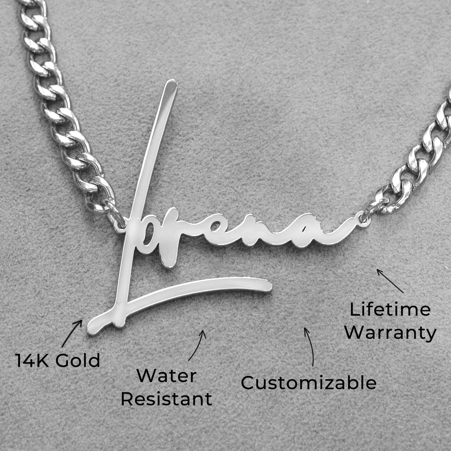 Women Jewelry - White Gold Name Necklace | Style # N30